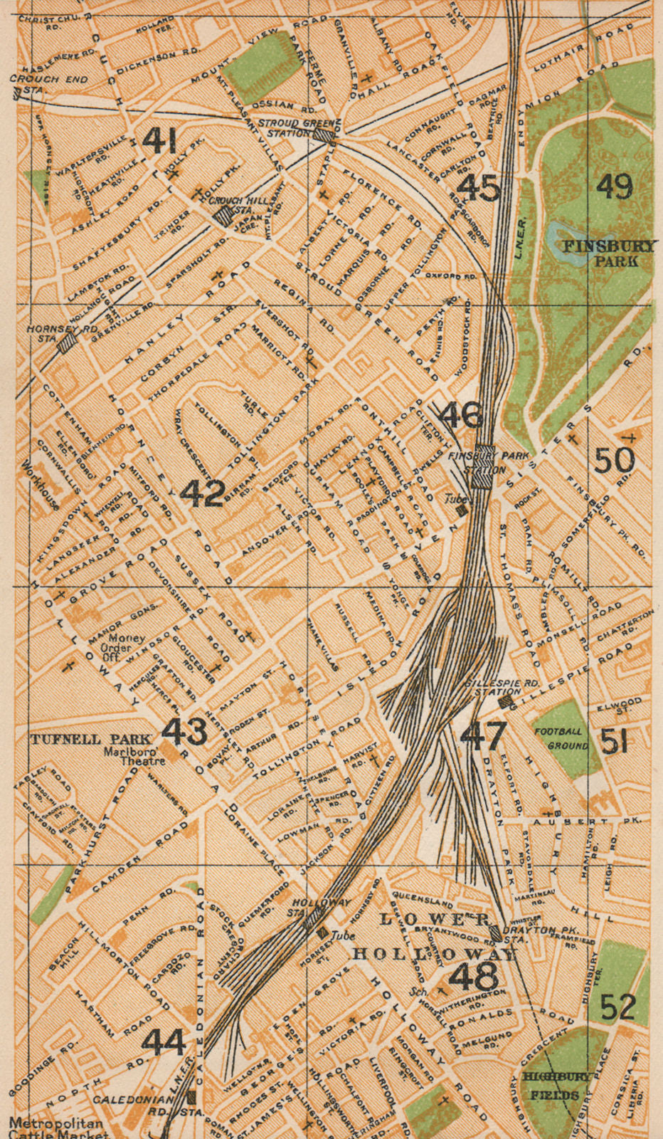 LONDON N. Finsbury/Tufnell Park Holloway/Gillespie/Caledonian Road 1927 map